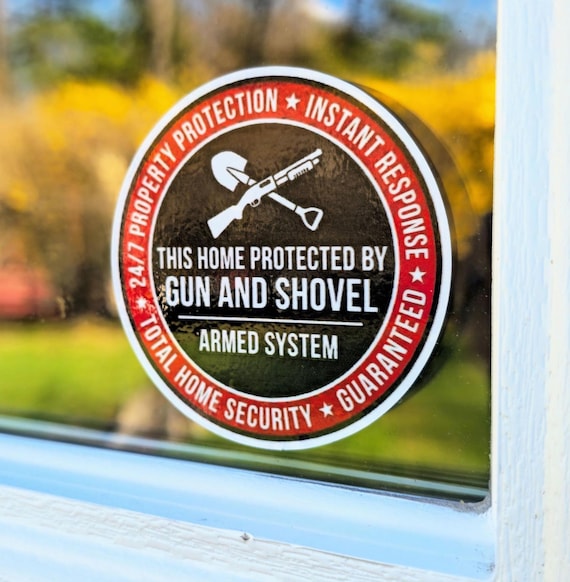Gun  Shovel Security Sticker sticker