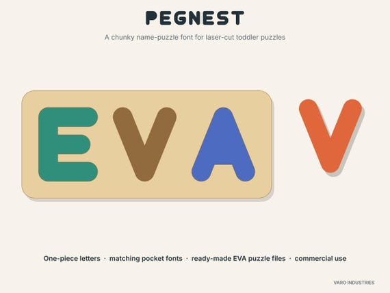 Pegnest name puzzle font specimen