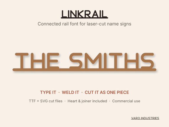 Linkrail connected rail font name sign preview