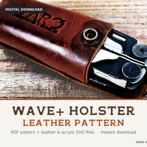 Leatherman Wave+ hölstermönster PDF + SVG | Mall för läderslida | Laserskuren fil | Digital nedladdning av multiverktygsbältesfodral