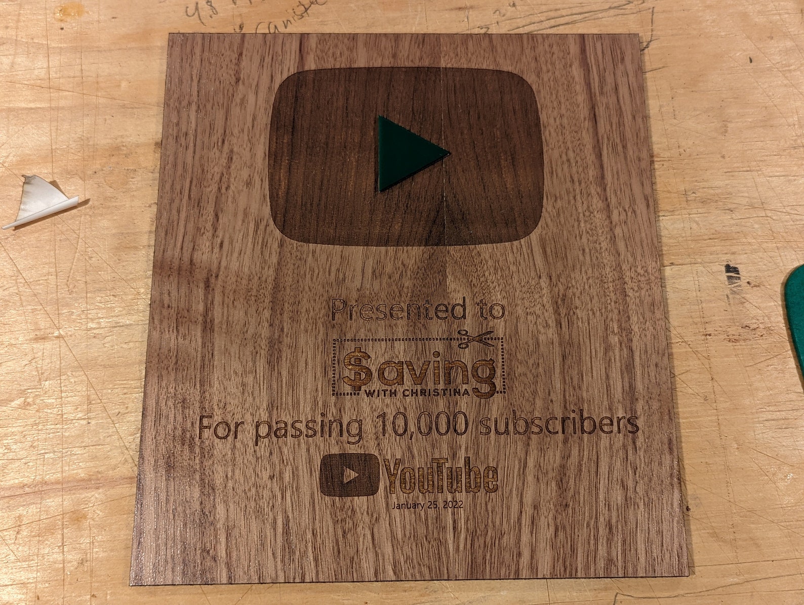 Custom Youtube Subscribers Walnut Wood Plaque / 10k Etsy