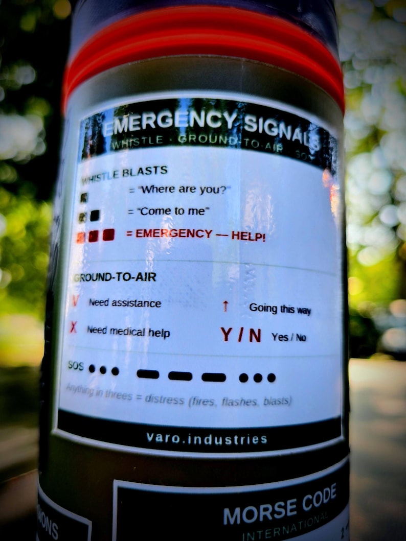 Emergency Signals Reference Sticker – Survival Whistle SOS Ground-to-Air, Outdoor Preparedness Decal image 3