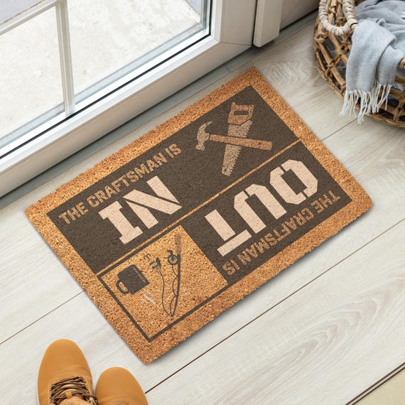 The Craftsman Is IN OUT Coir Doormat