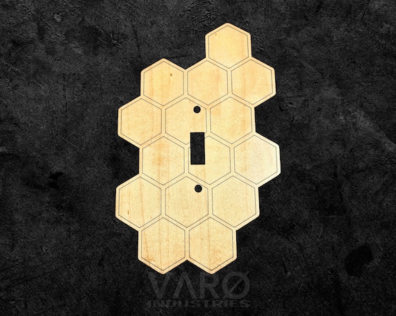 Honeycomb hexagon wood light switch cover