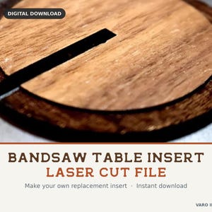 Inzetstuk voor lintzaagtafel - Lasergesneden, klaar voor Rikon & Craftsman (digitale download SVG, PNG, AI)