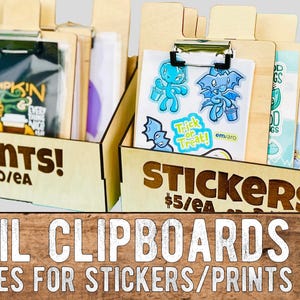 5x7 Display Clip Boards and Box for Prints, Stickers, Postcards and more! - SVG, Ai, EPS, DXF Glowforge Ready, Retail Display - Digital File