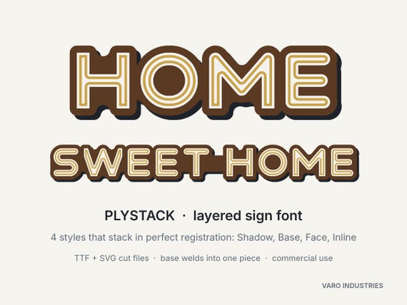 Plystack layered sign font specimen