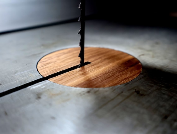Laser-cut wood bandsaw table insert