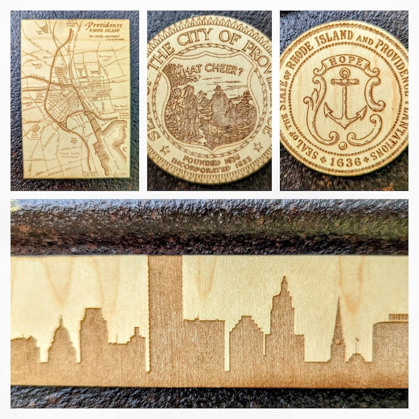 Providence Rhode Island, RI Wood Magnets/Pins