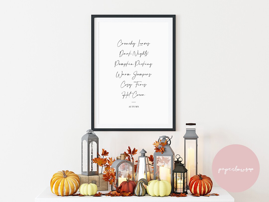 Autumn Season Print Quote Prints Home Decor Inspirational Quote Wall ...