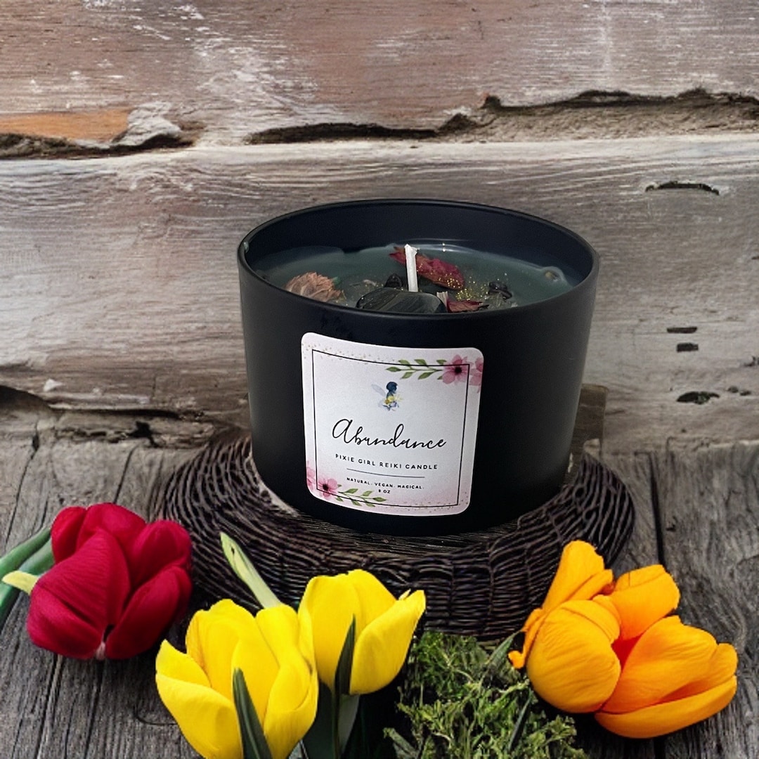 Manifestation Candle - Crystal Infused Intention Candle for Abundance ...