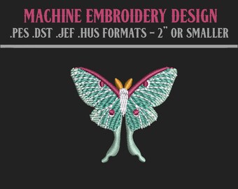 Itsy Bitsy Luna Moth - Machine Embroidery Design - Digital Download - 4x4 Hoops - PES DST JEF Hus Formats