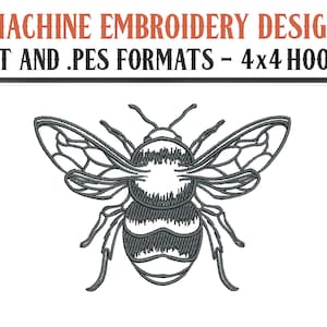 Bumblebee (One Color) - Machine Embroidery Design - Digital Download - 4x4 Hoops - DST and PES Formats