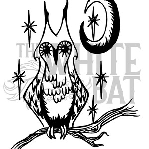 Retro Owl and Moon (One Color) - SVG File - Digital Download (For all cutting machines including Cricut)