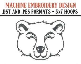 Happy Bear - Machine Embroidery Design - Digital Download - 5x7 Hoops - DST and PES Formats