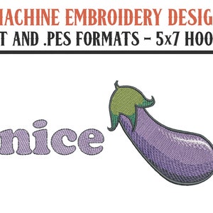 Nice Eggplant Emoji - Machine Embroidery Design - Digital Download - 5x7 Hoops - DST and PES Formats