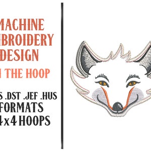 Stitched-To-The-Edge In The Hoop Fox - Machine Embroidery Design - Digital Download - 4x4 Hoop - PES DST JEF Hus Formats