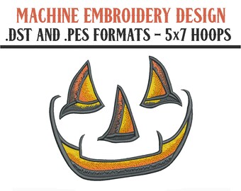 Glimlachend Jack O' Lantern Face - Machine Borduurontwerp - Digitale download - 5x7 hoepels - DST- en PES-formaten