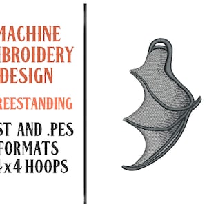 Freistehender Fledermausflügel - Maschinenstickerei Design - Digital Download - 4x4 Hoops - DST und PES Formate