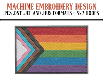 LGBTQ Pride Flag - Machine Embroidery Design - Digital Download - 5x7 Hoops - PES DST Jef Hus Formats