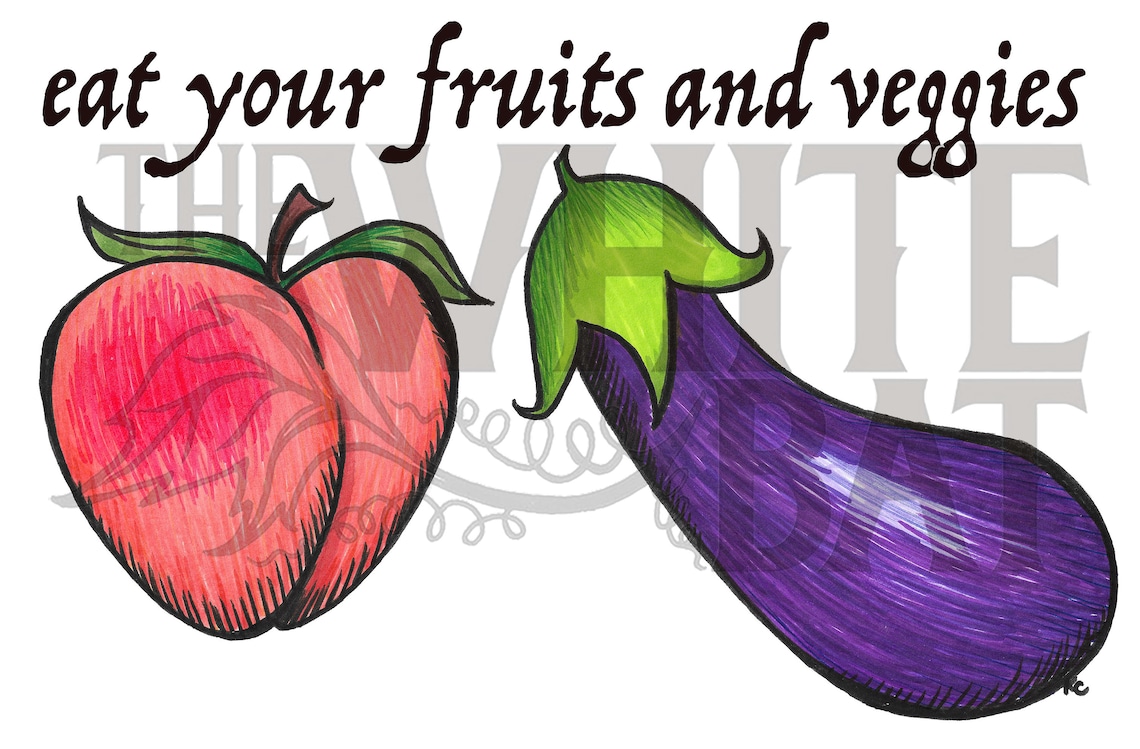 Peach and Eggplant Emojis Eat Your Fruits and Veggies Etsy