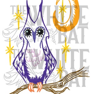 Retro Owl and Moon (Multicolore) - Fichier SVG - Téléchargement numérique (Pour toutes les machines de coupe, y compris Cricut)