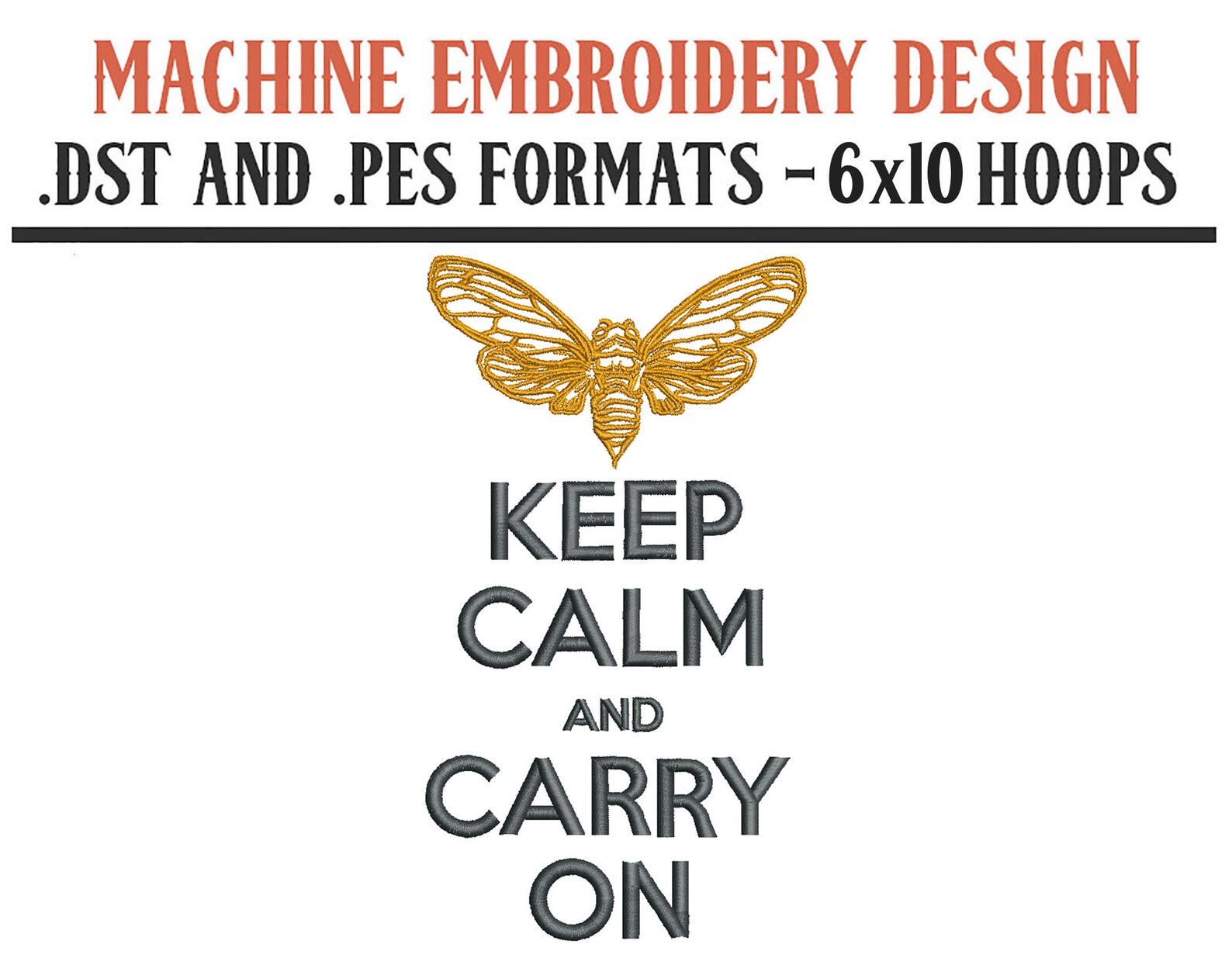 Keep Calm And Carry On Traduction Cicadas Keep Calm And Carry On Machine Embroidery Design | Etsy