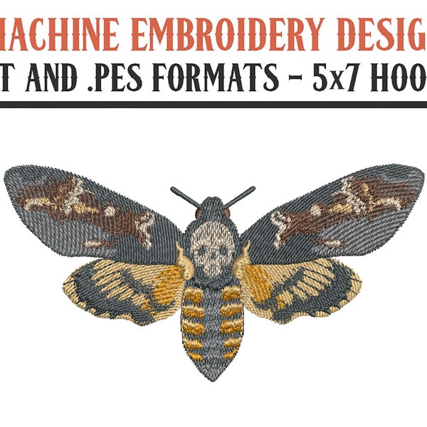 Death's-head Hawkmoth - Machine Embroidery Design - Digital Download - 5x7 Hoops - DST and PES Formats
