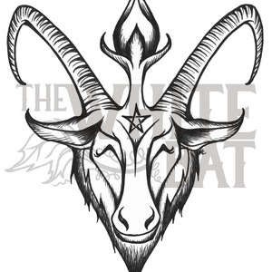 Schwarz und weiß Happy Baphomet - Digital Art (Herunterladbare Bilddatei - 800 ppi)
