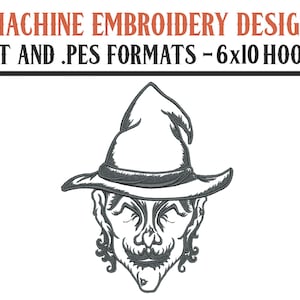 Happy Crone Witch (One Color) - Machine Embroidery Design - Digital Download - 6x10 Hoops - DST and PES Formats
