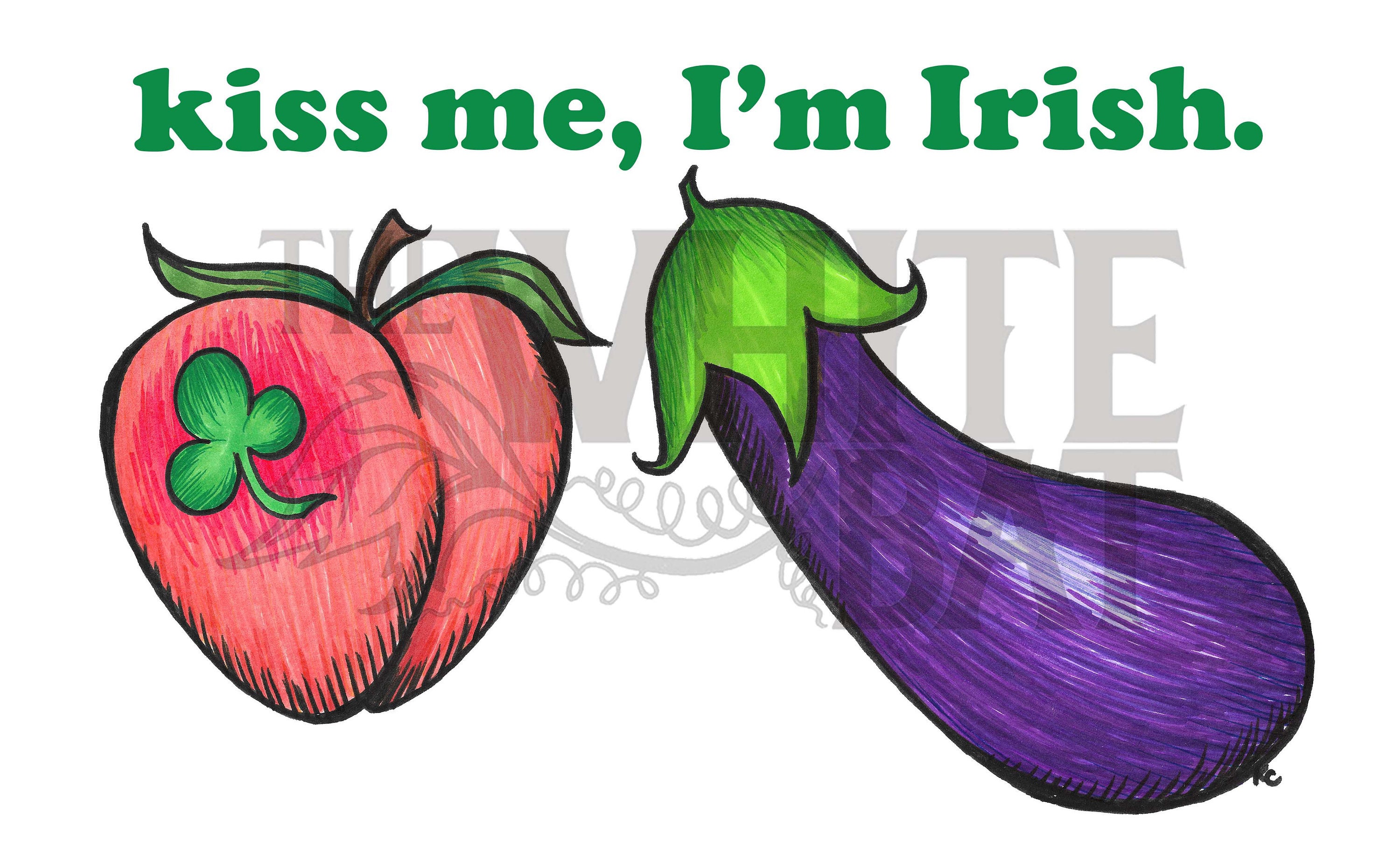 Peach and Eggplant Emojis Kiss Me I'm Irish Digital Etsy