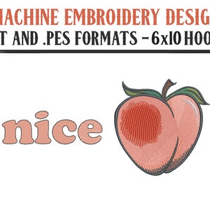 Nice Peach Emoji - Machine Embroidery Design - Digital Download - 6x10 Hoops - DST and PES Formats