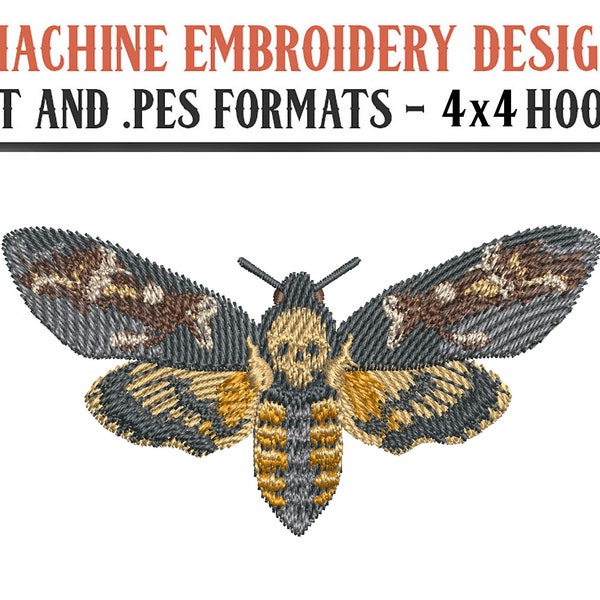 Death's-head Hawkmoth - Machine Embroidery Design - Digital Download - 4x4 Hoops - DST and PES Formats