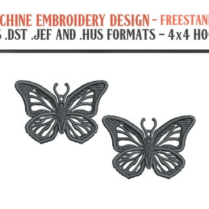 Freestanding Monarch Butterfly Earrings - Machine Embroidery Design - Digital Download - 4x4 Hoops - PES JEF DST Hus Formats