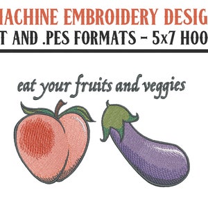 Eat Your Fruits and Veggies Emojis - Machine Embroidery Design - Digital Download - 5x7 Hoops - DST and PES Formats