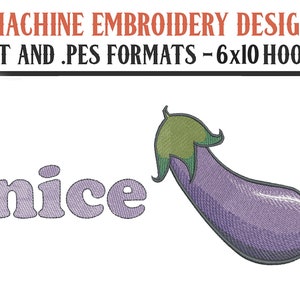 Nice Eggplant Emoji - Machine Embroidery Design - Digital Download - 6x10 Hoops - DST and PES Formats