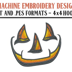 Smiling Jack O&#39; Lantern Face - Machine Embroidery Design - Digital Download - 4x4 Hoops - DST and PES Formats