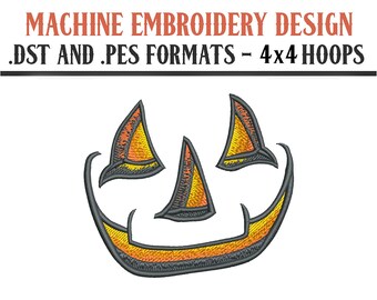 Glimlachend Jack O' Lantern Face - Machine Borduurontwerp - Digitale download - 4x4 hoepels - DST- en PES-formaten
