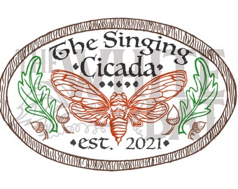 The Singing Cicada - Vintage Sign - Digital Art (Downloadable Image File - 800 ppi)
