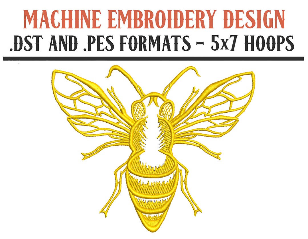 Honey Bee Machine Embroidery Design Digital Download 5x7 Hoops DST and PES Formats Etsy