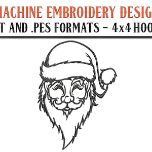 Fröhlicher Weihnachtsmann (One Color) - Maschinenstickerei Design - digitaler Download - 4 x 4 Reifen - DST und PES Formate