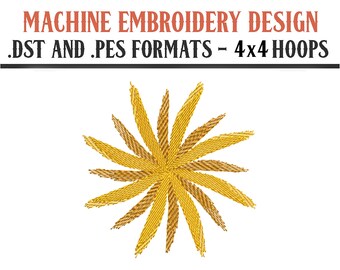 Starburst - Machine Embroidery Design - Digital Download - 4x4 Hoops - DST and PES Formats