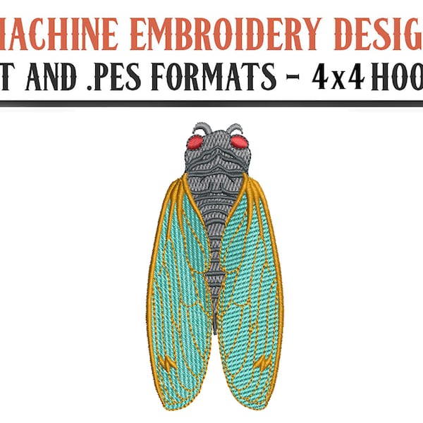 Pharaoh Cicada Brood X - Machine Embroidery Design - Digital Download - 4x4 Hoops - DST and PES Formats