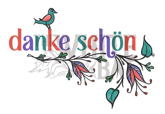 Danke Schon - German Folk Flowers - Digital Art (Downloadable Image File -  800 ppi)