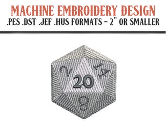 Itsy Bitsy 20 Sided Dice - Machine Embroidery Design - Digital Download - 2" or Smaller - PES DST JEF Hus Formats