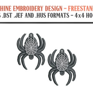 Freestanding Web Spider Earrings - Machine Embroidery Design - Digital Download - 4x4 Hoops - PES JEF DST Hus Formats