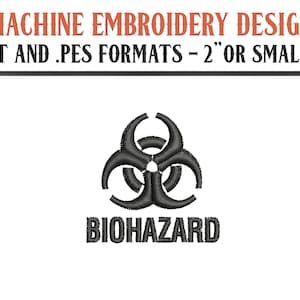 Itsy Bitsy Biohazard Sign - Machine Embroidery Design - Digital Download - 2&quot; or Smaller - DST and PES Formats