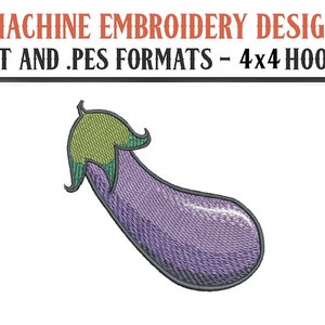 Aubergine Emoji - Conception de broderie machine - Téléchargement numérique - Cerceaux 4x4 - Formats DST et PES