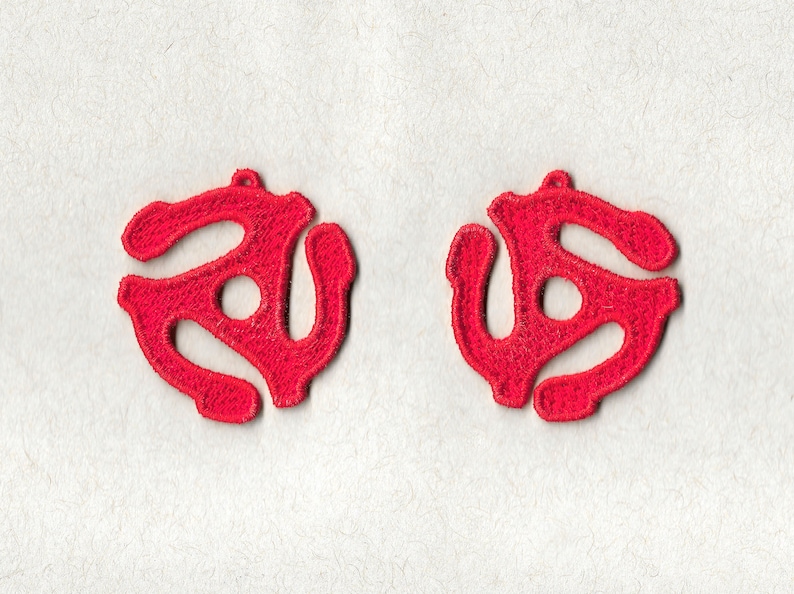 Freestanding Lace 45 RPM Adapter Earrings - Machine Embroidery Design - Digital Download - 4x4 Hoops - PES DST Jef Hus Formats image 2