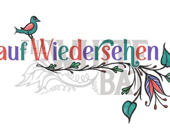 Auf Wiedersehen - German Folk Flowers - Digital Art (Downloadable Image File - 800 ppi)